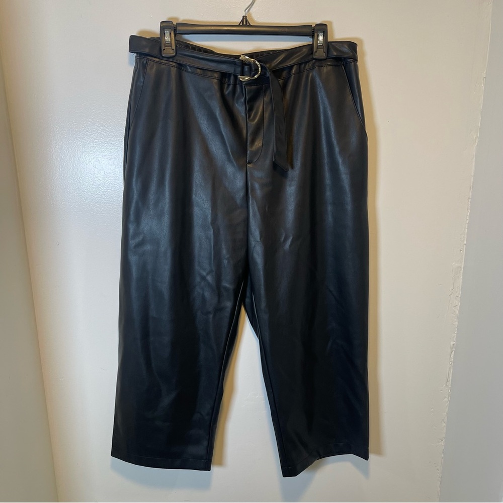 Marc New York faux leather dress cropped pants black‎ women's size 12